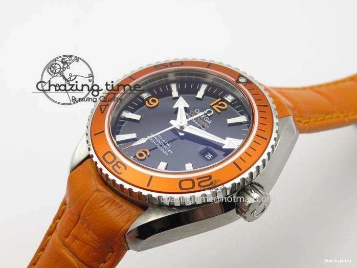 0313 Reliable Planet Ocean Professional SS V6F 37mm Ladies Orange Bezel On Orange Leather Strap A 8255